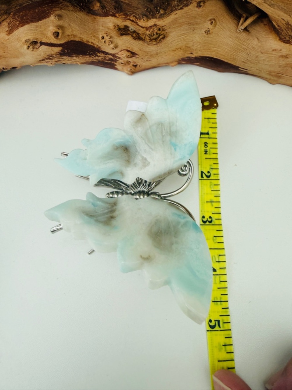 Hand-Carved Caribbean Calcite Butterfly – Blue Aragonite & Ocean Calcite Crystal - Picture 6 of 6